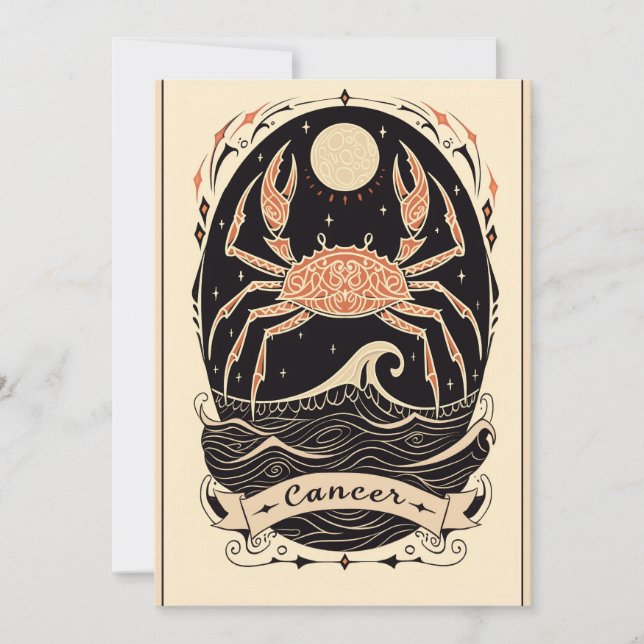 Flat card - Cancer Celestial Zodiac Art  (Front)