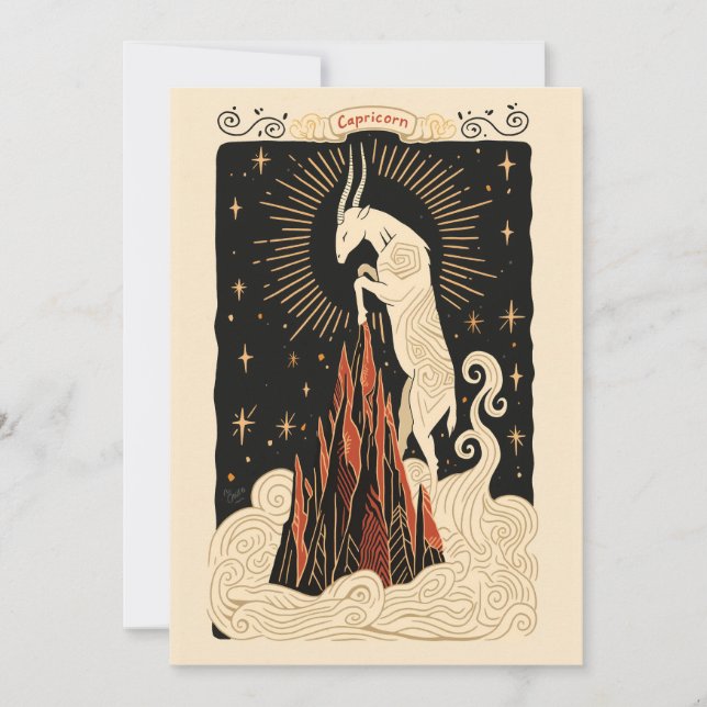 Flat card - Capricorn Celestial Zodiac Art  (Front)