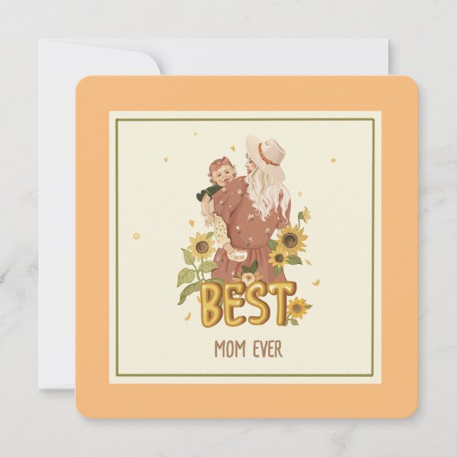 Flat Card "Mother and Daughter Amidst Sunflowers" (Front)