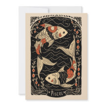 Flat card - Pisces Celestial Zodiac Art