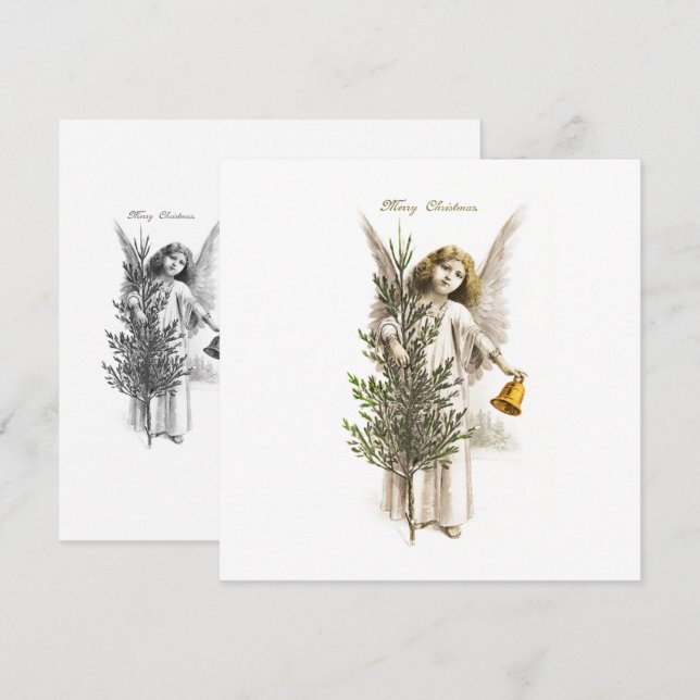 FLAT CARD : VINTAGE CHRISTMAS ANGEL (Front/Back)
