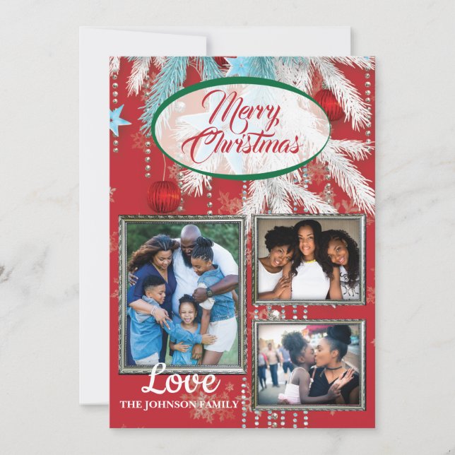 Flat Christmas Card With Photos (Front)