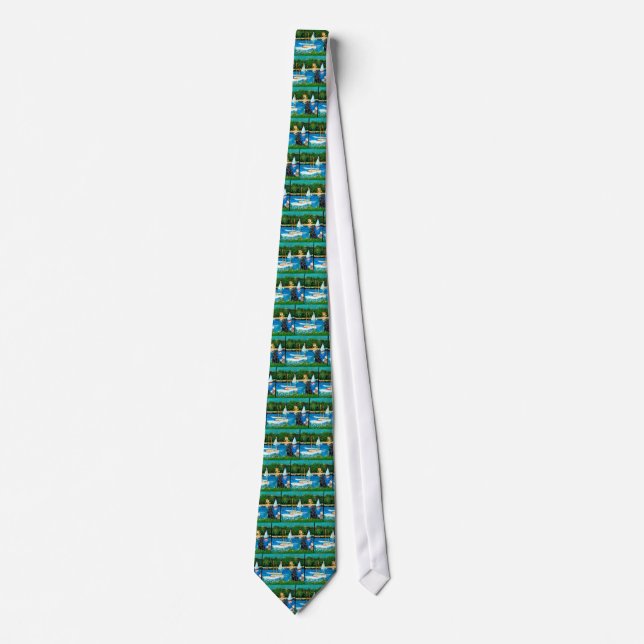 Flat Coated Retriever 1 - Sailboats Tie (Front)