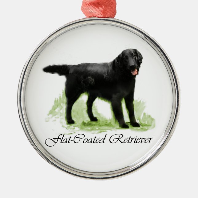 Flat-Coated Retriever Art Gifts Metal Tree Decoration (Front)