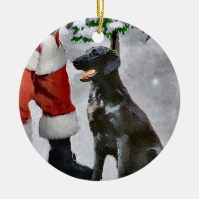 Flat-Coated Retriever Christmas Gifts Ornament (Front)