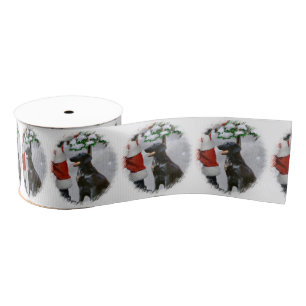 Flat-Coated Retriever Christmas Grosgrain Ribbon