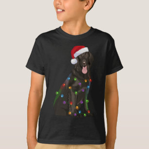 Flat-coated Retriever Christmas Lights Xmas Dog Lo T-Shirt