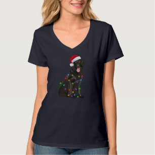Flat-coated Retriever Christmas Lights Xmas Dog Lo T-Shirt
