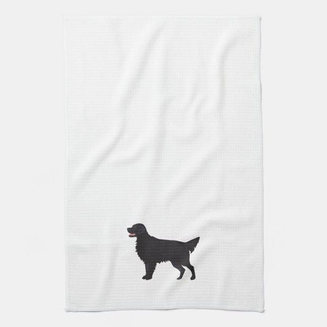 Flat-Coated Retriever Dog Breed Illustration Tea Towel (Vertical)