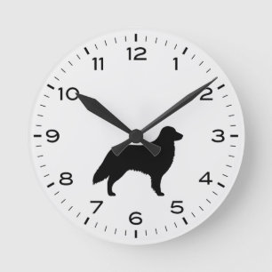 Flat Coated Retriever Dog Breed Silhouette Round Clock