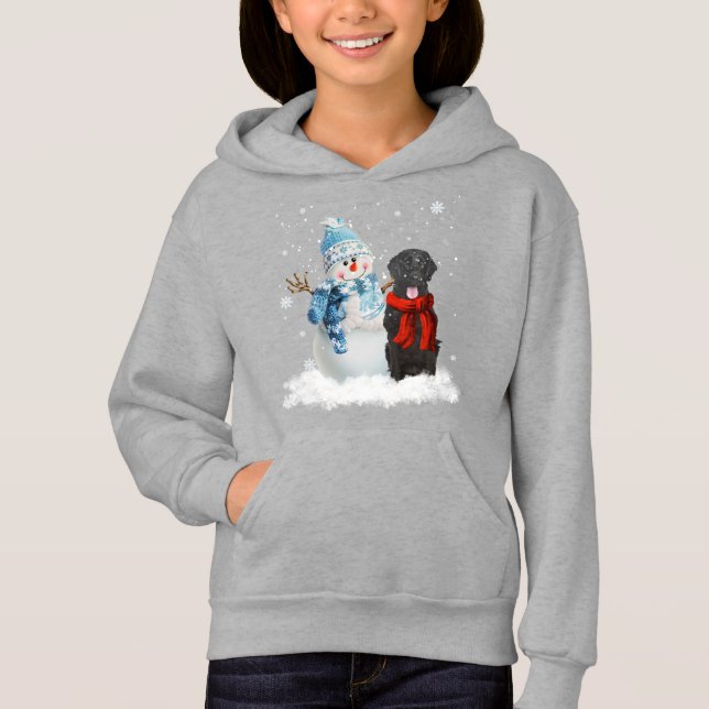 Flat-Coated Retriever Dog Christmas Snowman Christ (Front)