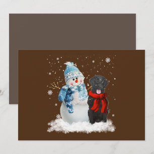 Flat-Coated Retriever Dog Christmas Snowman Christ Invitation