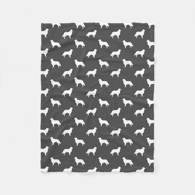 Flat Coated Retriever Dog Silhouettes Pattern Fleece Blanket (Front)