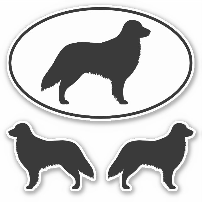 Flat Coated Retriever Dog Silhouettes Sticker Set (Front)