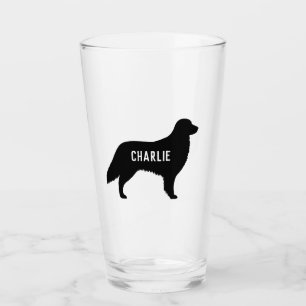 Flat Coated Retriever Flattie Silhouette Custom Glass