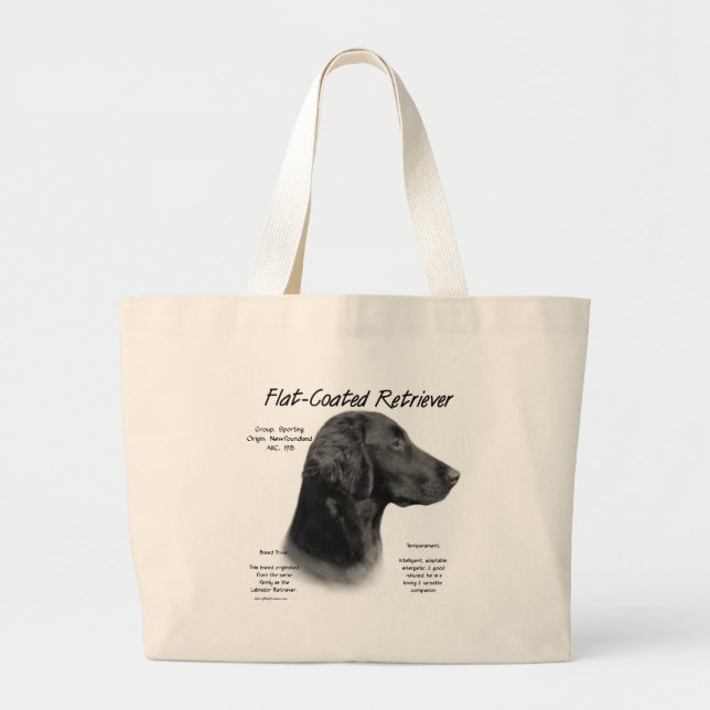 Flat-Coated Retriever History Design Large Tote Bag (Front)