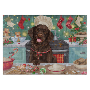 Flat-Coated Retriever Holiday Baking: Christmas Cutting Board