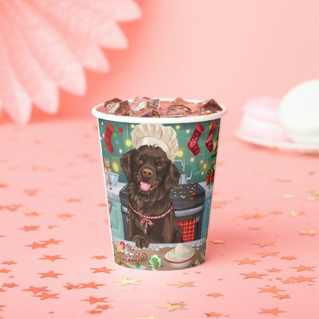 Flat-Coated Retriever Holiday Baking: Christmas Paper Cups (Insitu)