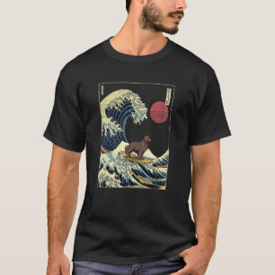Flat Coated Retriever Japanese Kanagawa Wave  Surf T-Shirt