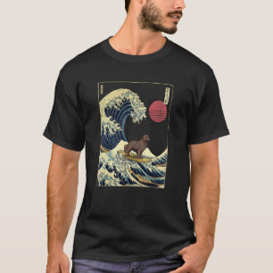 Flat Coated Retriever Japanese Kanagawa Wave  Surf T-Shirt