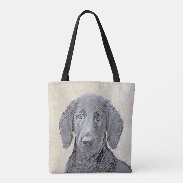 Flat-Coated Retriever Painting - Cute Original Dog Tote Bag (Back)