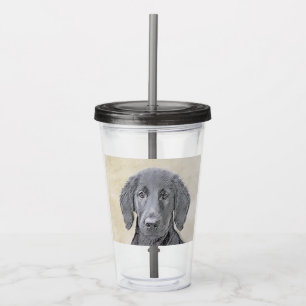 Flat-Coated Retriever Painting - Original Dog Art Acrylic Tumbler