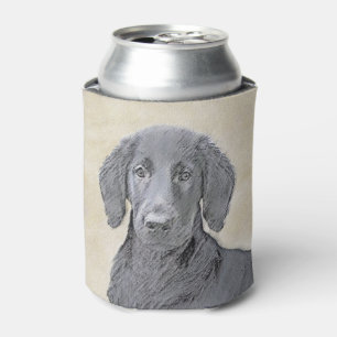 Flat-Coated Retriever Painting - Original Dog Art Can Cooler