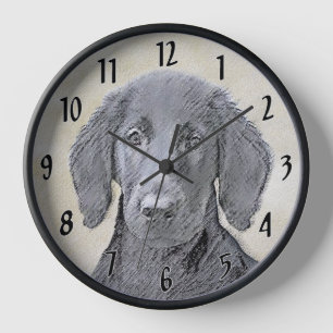 Flat-Coated Retriever Painting - Original Dog Art Clock
