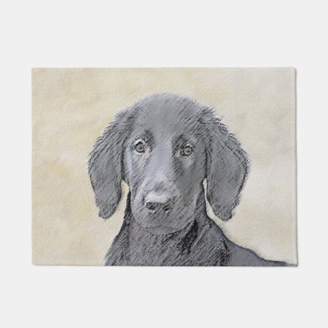 Flat-Coated Retriever Painting - Original Dog Art Doormat (Front)
