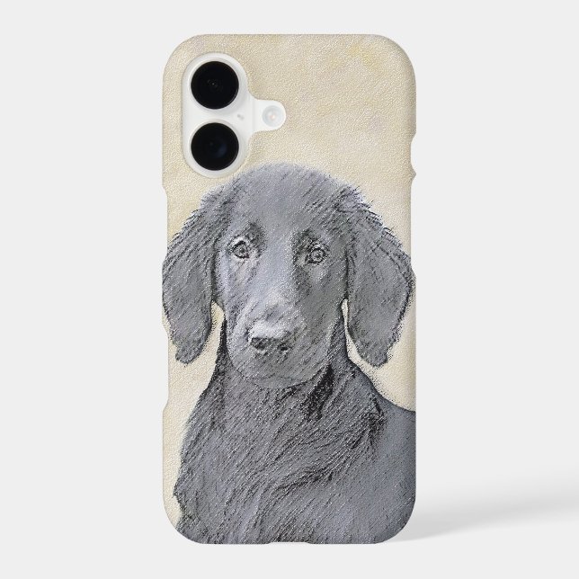 Flat-Coated Retriever Painting - Original Dog Art iPhone Case (Back)