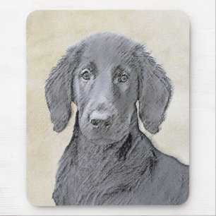Flat-Coated Retriever Painting - Original Dog Art Mouse Pad