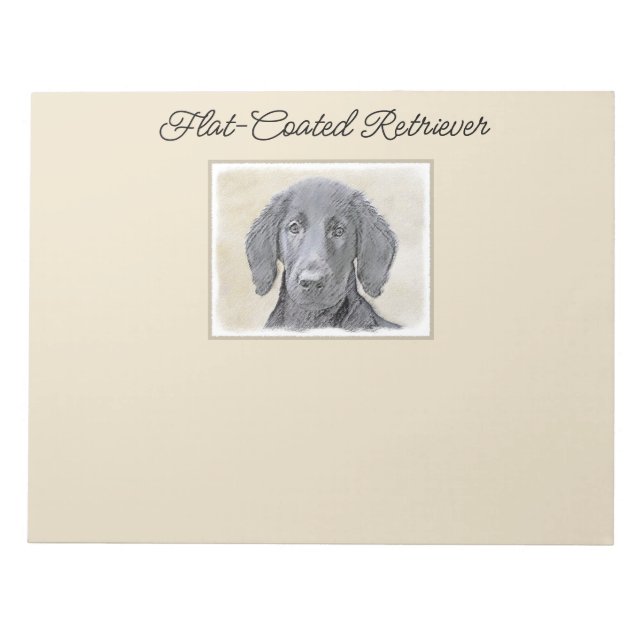 Flat-Coated Retriever Painting - Original Dog Art Notepad (Front)