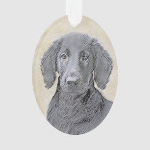 Flat-Coated Retriever Painting - Original Dog Art Ornament