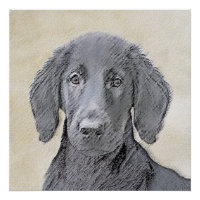 Flat-Coated Retriever Painting - Original Dog Art