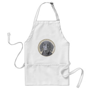 Flat-Coated Retriever Painting - Original Dog Art Standard Apron