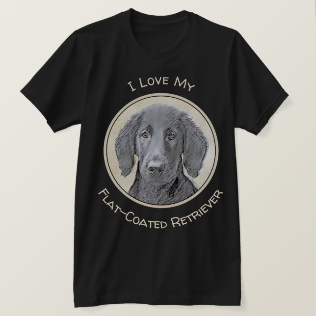 Flat-Coated Retriever Painting - Original Dog Art T-Shirt (Design Front)