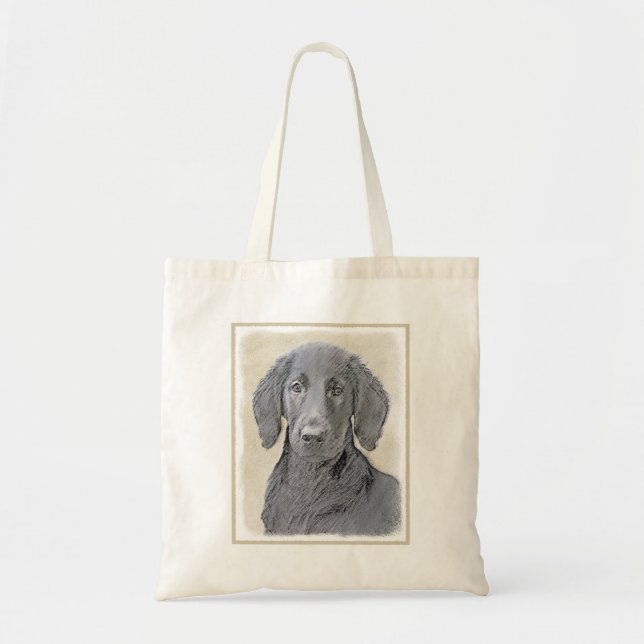 Flat-Coated Retriever Painting - Original Dog Art Tote Bag (Front)