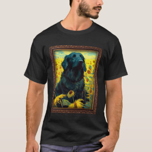 Flat Coated Retriever Painting Sunflower Flower Mo T-Shirt
