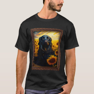 Flat Coated Retriever Painting Sunflower Flower Mo T-Shirt
