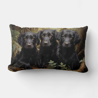 Flat Coated Retriever Puppies Lumbar Cushion
