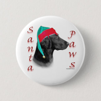 Flat Coated Retriever Santa Paws 6 Cm Round Badge