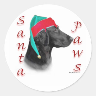 Flat Coated Retriever Santa Paws Classic Round Sticker