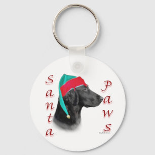 Flat Coated Retriever Santa Paws Key Ring