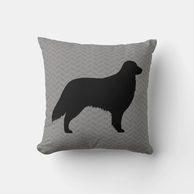 Flat Coated Retriever Silhouette Cushion (Front)