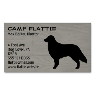 Flat Coated Retriever Silhouette Dog Breed Magnetic Business Card