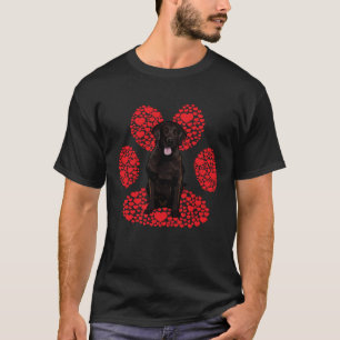 Flat Coated Retriever Valentines Day Dog Love Paw T-Shirt