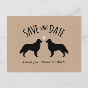 Flat Coated Retrievers Wedding Save the Date Announcement Postcard
