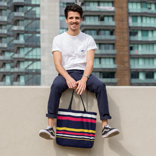 Flat Color Stripes Tote Bag