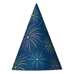 Flat Colourful New Year Celebration Pattern - Blue Party Hat