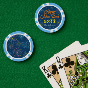 Flat Colourful New Year's Eve Party - Blue Poker Chips
